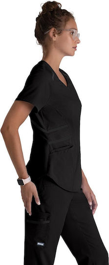 Grey's Anatomy Moto Women's Black Medical Blouse