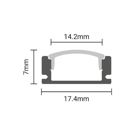 Eurospot Προφίλ Αλουμινίου Ταινίας LED 200x1.7x0.7εκ.
