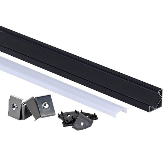 Eurospot Profil din Aluminiu pentru Bandă LED Colțar cu Opal Acoperire 200x1.9x1.9cm.