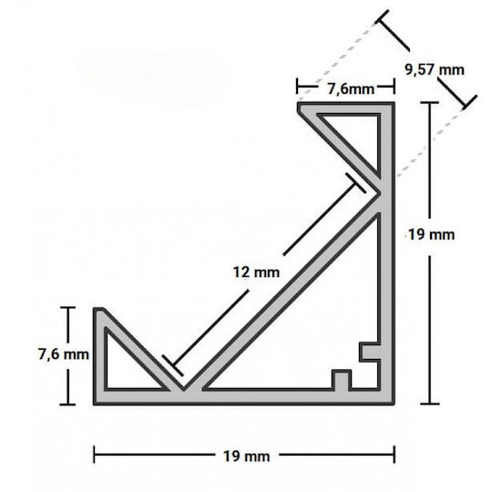 Eurospot Profil din Aluminiu pentru Bandă LED Colțar cu Opal Acoperire 200x1.9x1.9cm.
