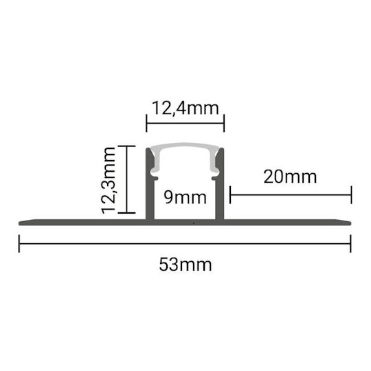 Eurospot Aluminum Profile for LED Strip with Opal Cover for Drywall 200x5.3x1.2cm