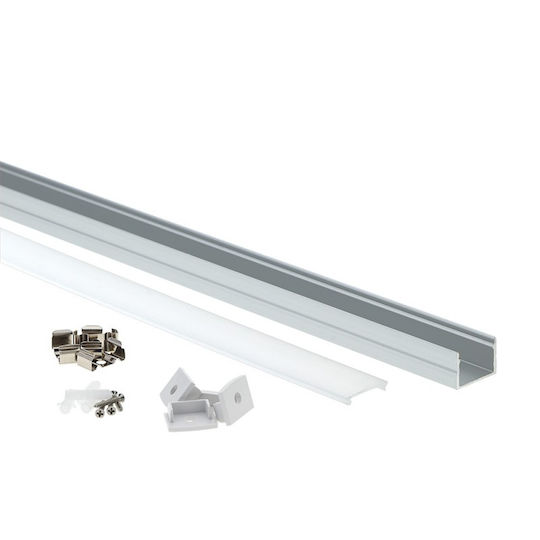 Алуминиев профил Eurospot сребърен за LED ленти L=2m млечно покритие Eu5143