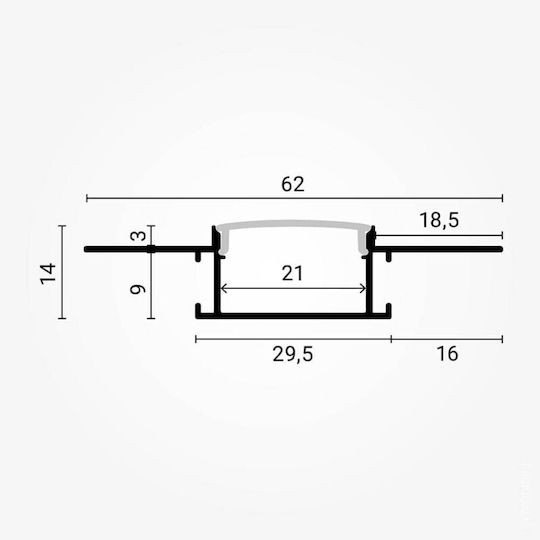 Eurospot Aluminium Trockenbauprofil Silber LED-Streifen L=2m Milchige Abdeckung Eu5149