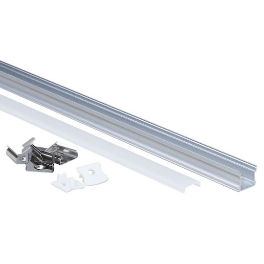Eurospot Încastrat Profil din Aluminiu pentru Bandă LED cu Opal Acoperire 200x1.7x1.4cm.