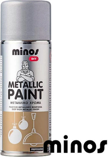 Minos Spray Σπρέι Βαφής Metallic Paint με Μεταλλικό Εφέ Grey Aluminium RAL 9007 400ml