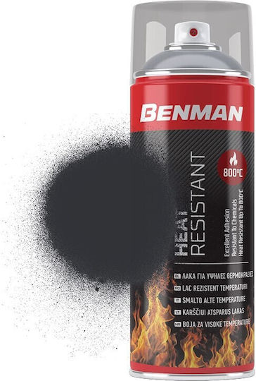 Benman Σπρέι Βαφής Heat Resistant Lacquer 800‎°C Υψηλής Θερμοκρασίας με Ματ Εφέ Ανθρακί 400ml