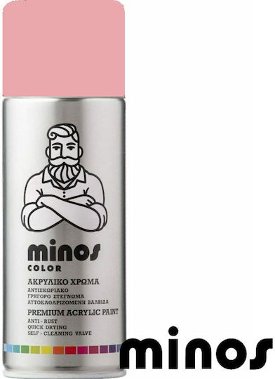 Minos Spray Σπρέι Βαφής Ακρυλικό με Μεταλλικό Εφέ Ανοιχτό Ροζ RAL 3015 400ml