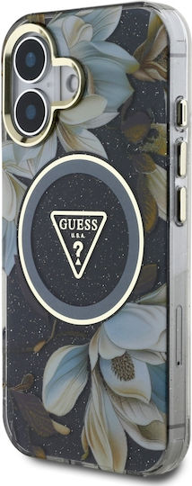Guess Iml Glitter Umschlag Rückseite Kunststoff / Silikon Schwarz (iPhone 16)