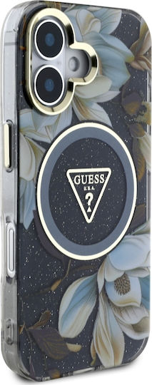Guess Iml Glitter Umschlag Rückseite Kunststoff / Silikon Schwarz (iPhone 16)
