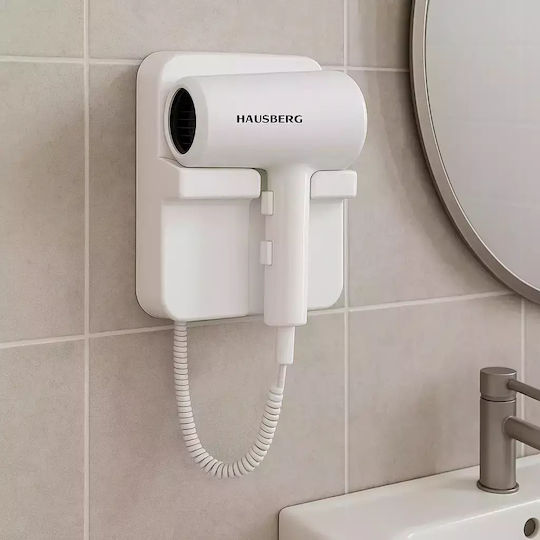 Hausberg Uscător de păr pentru hotel Alb 1.2kW cu Cablu Spiralat până la 180cm