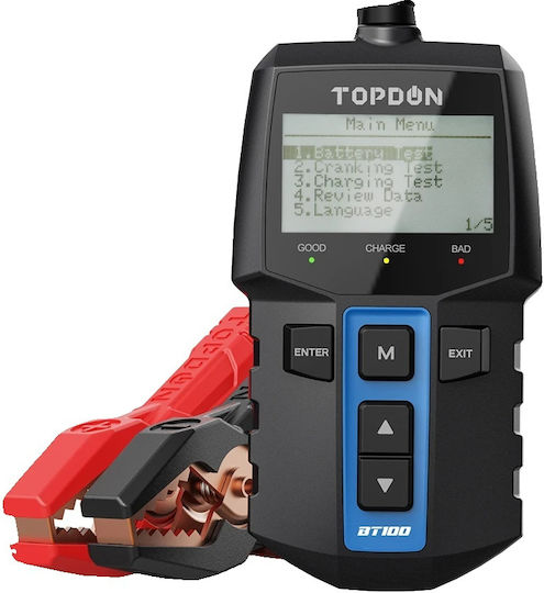 Topdon BT100 Аналогов Тестер за батерии с крокодилски щипки