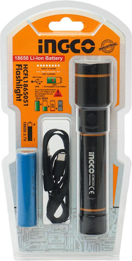 Ingco Wiederaufladbar Taschenlampe LED IPX4 mit maximaler Helligkeit 450lm