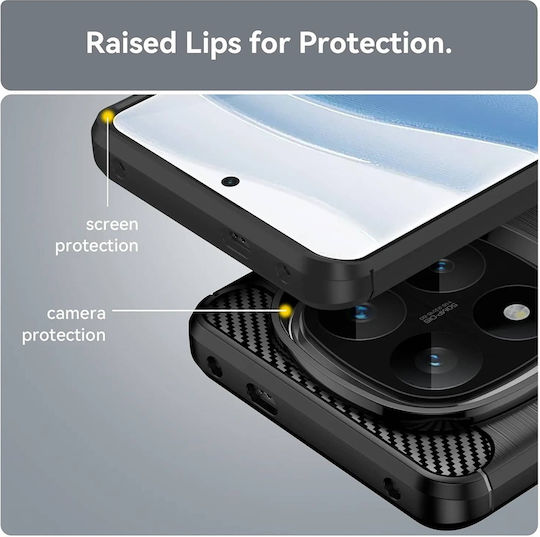 Techsuit Carbon Umschlag Rückseite Silikon Schwarz (Xiaomi Poco F7 Pro)