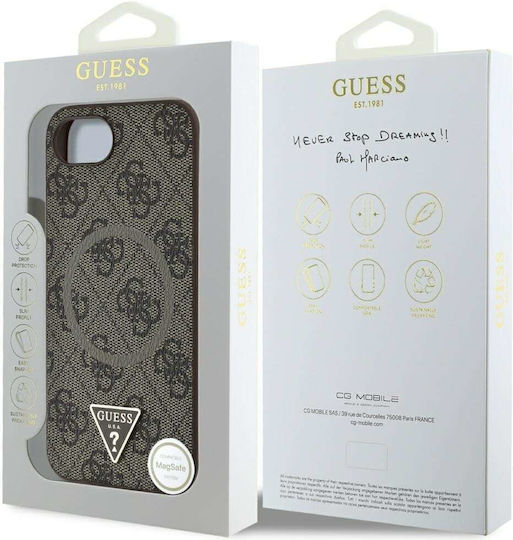 Guess Triangle Logo Umschlag Rückseite Synthetisches Leder Braun (iPhone SE4, Vermutung)