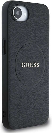 Guess Guess Grained Classic Logo MagSafe Leder Rückseite Schwarz Für iPhone 17e / 16e
