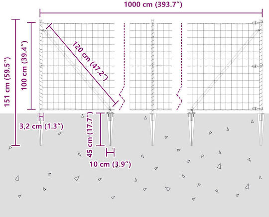 vidaXL Ситова мрежа Галванизирано Зелен 1x10м