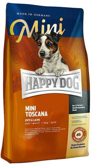 Happy Dog Toscana 4kg Dry Food for Neutered Small Breed Dogs with Duck, Salmon, Poultry, Apple, Rice, Meat and Fish