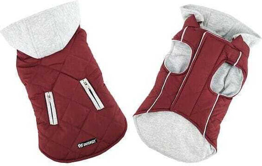 Pet Interest Sportive Jacket Brown Dog Coat with Hood Medium with 31cm Back Length