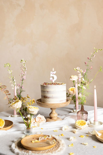 Κερί Λευκό Λουλούδια "5" White Flower Petals 8 Εκ Ύψος