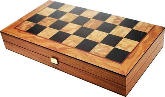Manopoulos Τάβλι/Σκάκι από Ξύλο Ελιάς με Πούλια 38x20cm