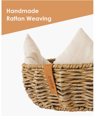 Zeze Κρεβάτι Woven Rattan 48x48x15cm