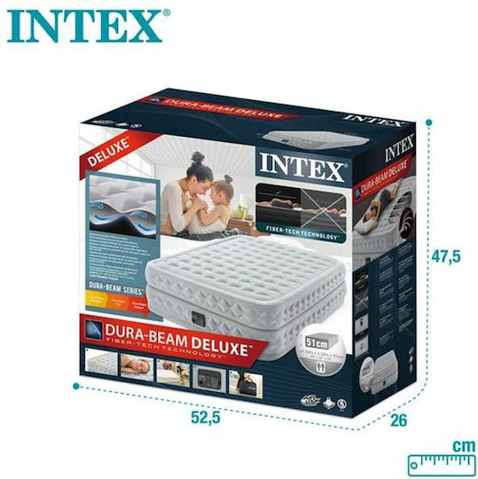 Intex Φουσκωτό Στρώμα Ύπνου Διπλό με Ενσωματωμένη Ηλεκτρική Αντλία Queen Supreme Air-Flow 203x152x50.1εκ.