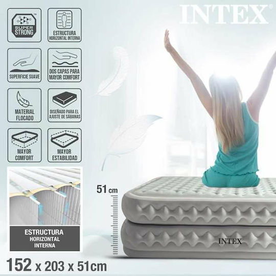 Intex Φουσκωτό Στρώμα Ύπνου Διπλό με Ενσωματωμένη Ηλεκτρική Αντλία Queen Supreme Air-Flow 203x152x50.1εκ.