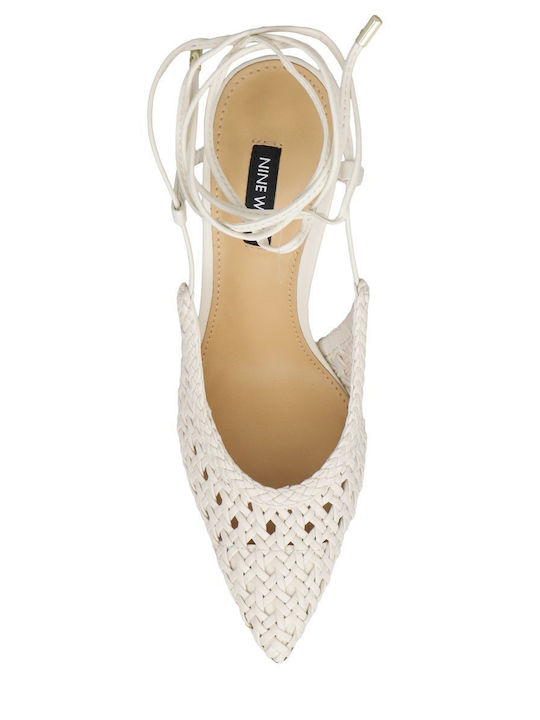 Synthetic Leather Ecru High Heels