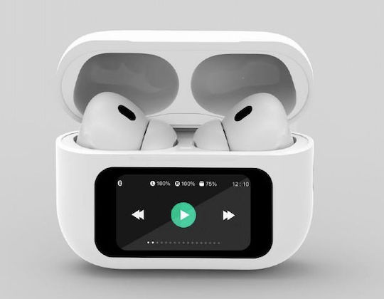 Gembird TWS-LCD-ANC-01 In-ear Bluetooth Handsfree Ακουστικά με Θήκη Φόρτισης Λευκά