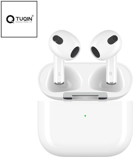 Tuqin QW26 Earbud Bluetooth Handsfree Ακουστικά με Αντοχή στον Ιδρώτα και Θήκη Φόρτισης Λευκά