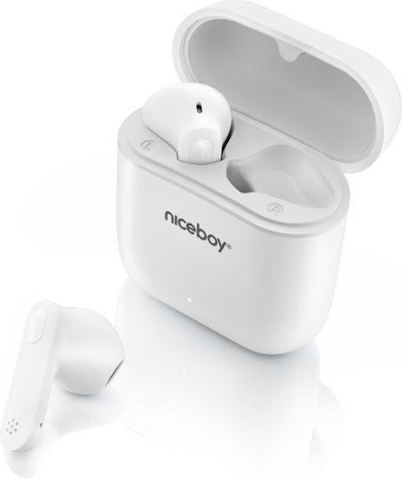 Niceboy HIVE Beans In ear Bluetooth хендсфри Слушалки с Устойчивост на Пот и Кутийка за Зареждане Бял