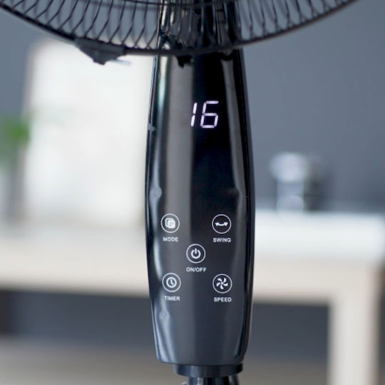 Izzy IZ-9048 Pedestal Fan 70W Diameter 45.72cm with Remote Control Black
