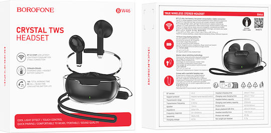Borofone BW46 Ice Flake Earbud Bluetooth Handsfree Ακουστικά με Θήκη Φόρτισης Μαύρα