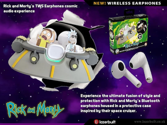 Rick And Morty Tws In-ear Bluetooth Handsfree Ακουστικά με Θήκη Φόρτισης Γκρι