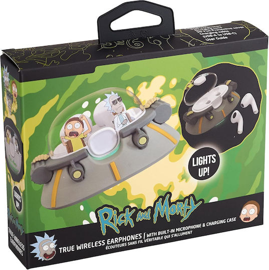 Rick And Morty Tws In-ear Bluetooth Handsfree Ακουστικά με Θήκη Φόρτισης Γκρι