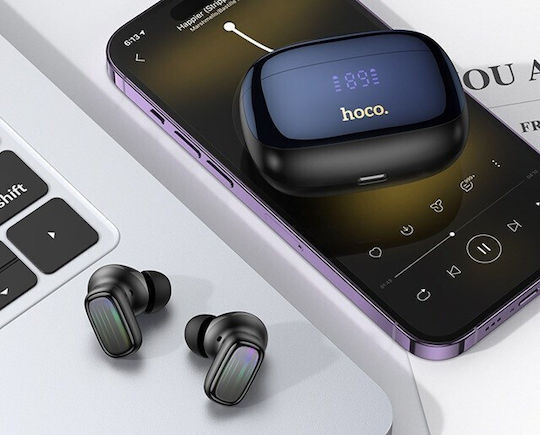 Hoco EQ20 In-ear Bluetooth Handsfree Ακουστικά με Θήκη Φόρτισης Μαύρα