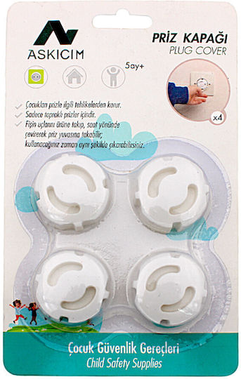 Socket Protective Cover Simple Placement made of Plastic in White Color 4pcs