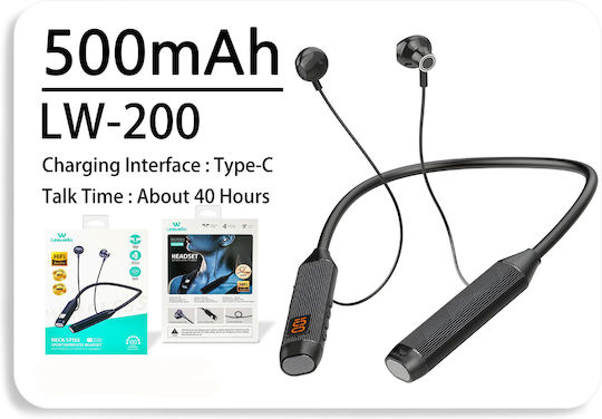 Leewello LW-200 In ear Bluetooth хендсфри Слушалки с Устойчивост на Пот Черен