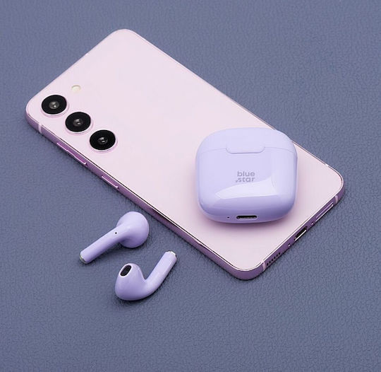 Blue Star FI7 In-ear Bluetooth Handsfree Ακουστικά με Θήκη Φόρτισης Μωβ