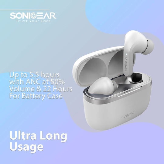 Sonic Gear TWS12ANCW In-ear Bluetooth Handsfree Ακουστικά με Θήκη Φόρτισης Λευκά