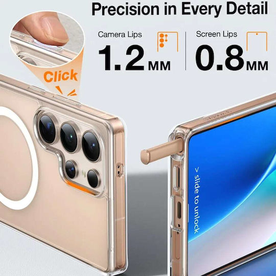 Torras Pstand Umschlag Rückseite Silikon Transparent (Galaxy S25 Ultra,Samsung S25 Ultra)