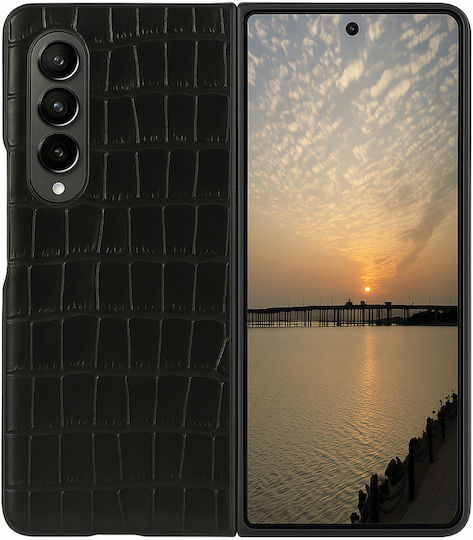 360 Full Cover Plastic / Synthetic Leather Set with Glass Black (Galaxy Z Fold 3)