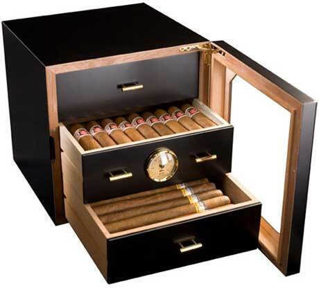Humidor Chianti Medium Holz Schaukasten Befeuchter für Zigarren 126 mit Hygrometer 24cmx24cmx24cmcm.