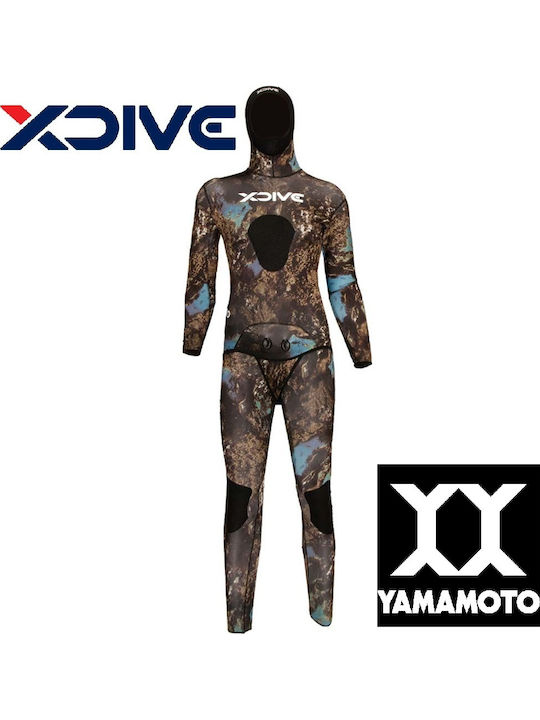 XDive Bajo Divisible Shaved Wetsuit with Chest Pad for Spearfishing Camouflage Brown 5mm