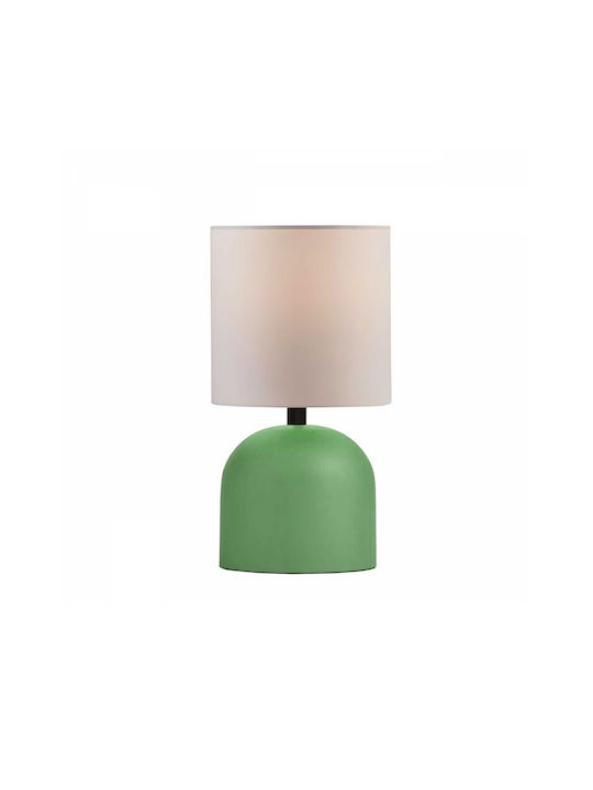 GloboStar Loren Metal Table Lamp for Socket E27 with White Shade and Green Base