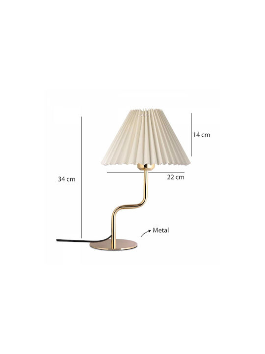 GloboStar Livl Metal Table Lamp for Socket E27 with White Shade and Gold Base