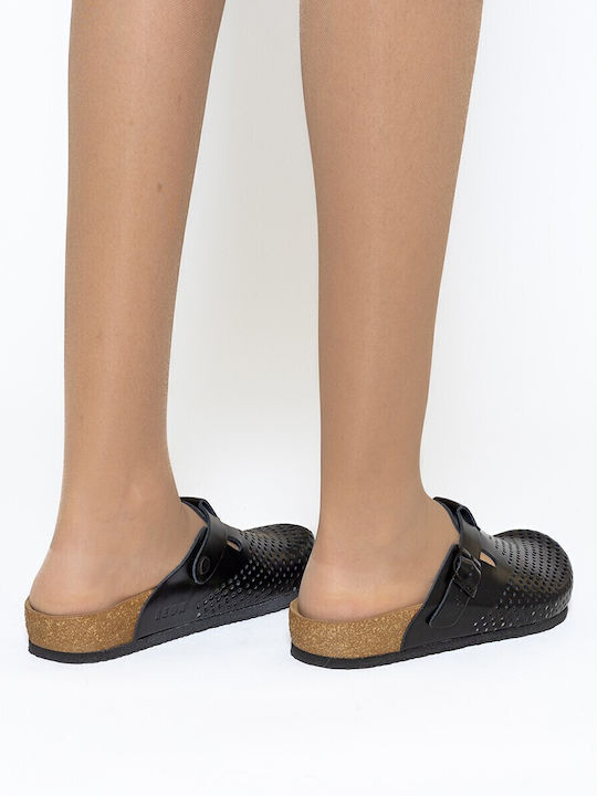 Leon Med 4250 Femei Din piele Anatomici Sabot Negre