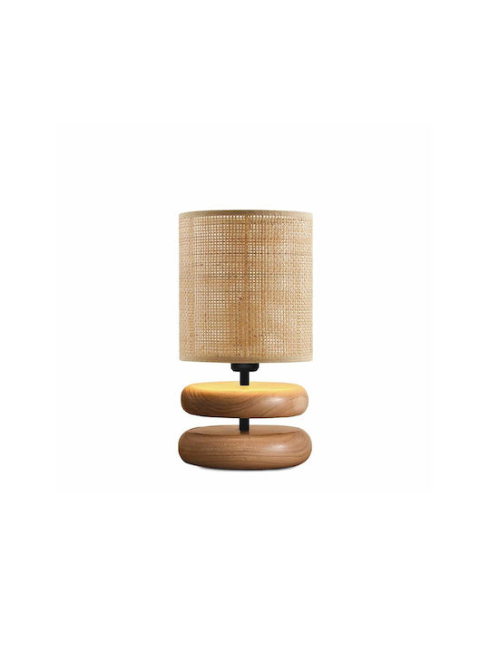 GloboStar Kloo Wood Table Lamp for Socket E14 with Brown Shade and Base