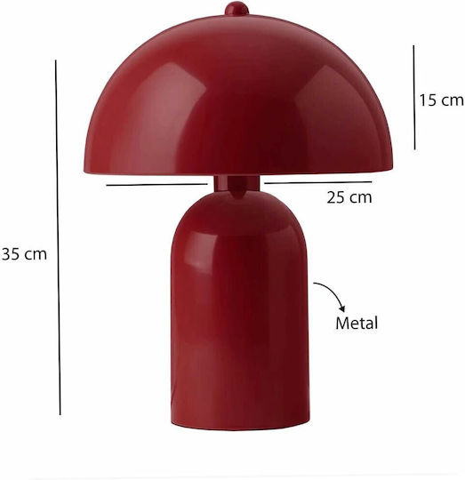 GloboStar Gasco Metal Table Lamp for Socket E27 with Red Shade and Base