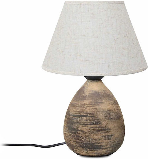 GloboStar Lisbon Ceramic Vintage Table Lamp for Socket E27 with White Shade and Brown Base